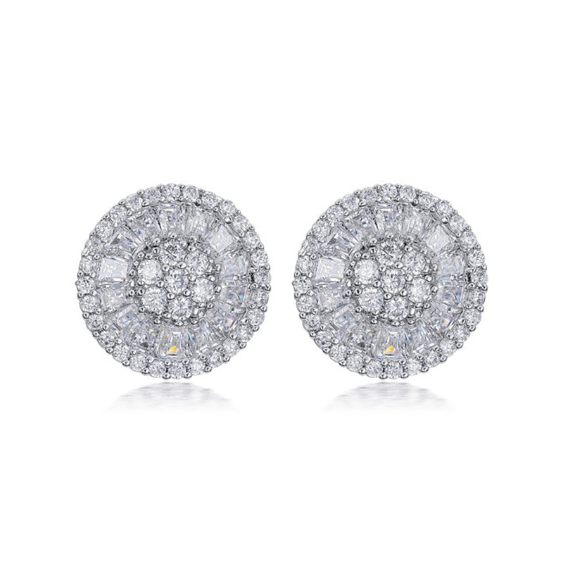 White Zirconia Stud Earrings for Women Silver-Plated Jewelry