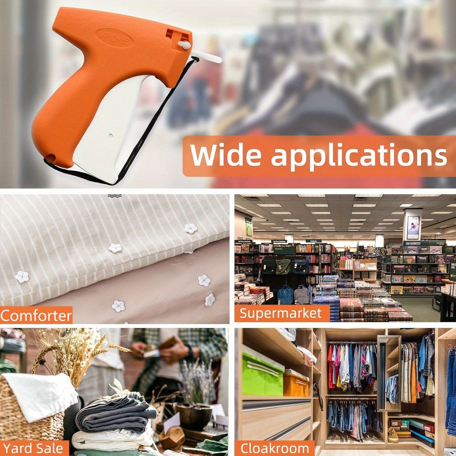 Quilt Holder with Silicone Buckles and Plastic Pins for Duvet Covers and Sheets Orange