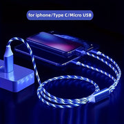 3-in-1 USB зарядка кабели 12W Зарядка 1.2m/2m Micro USB Type C uchun iPhone Android