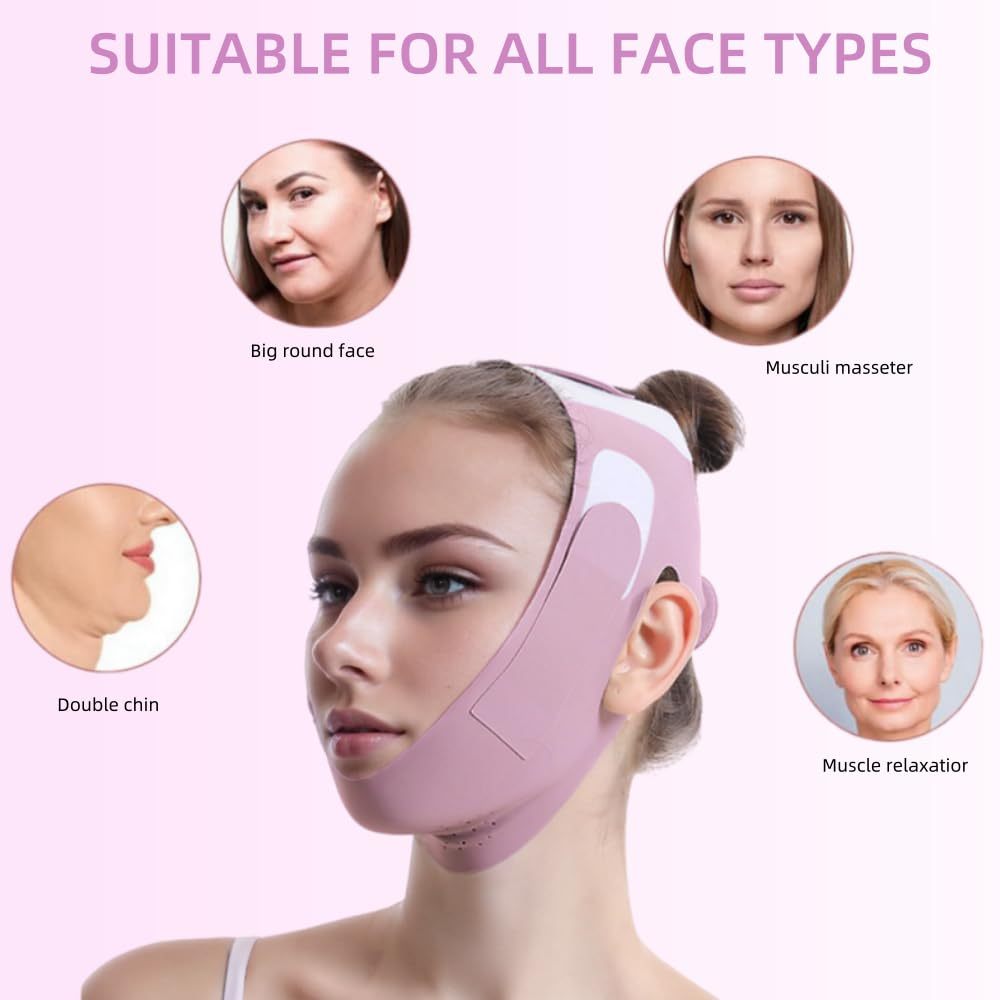 V-Line Chin Up Mask with Graphene Jaw Exerciser for Slimming Face - Lilac