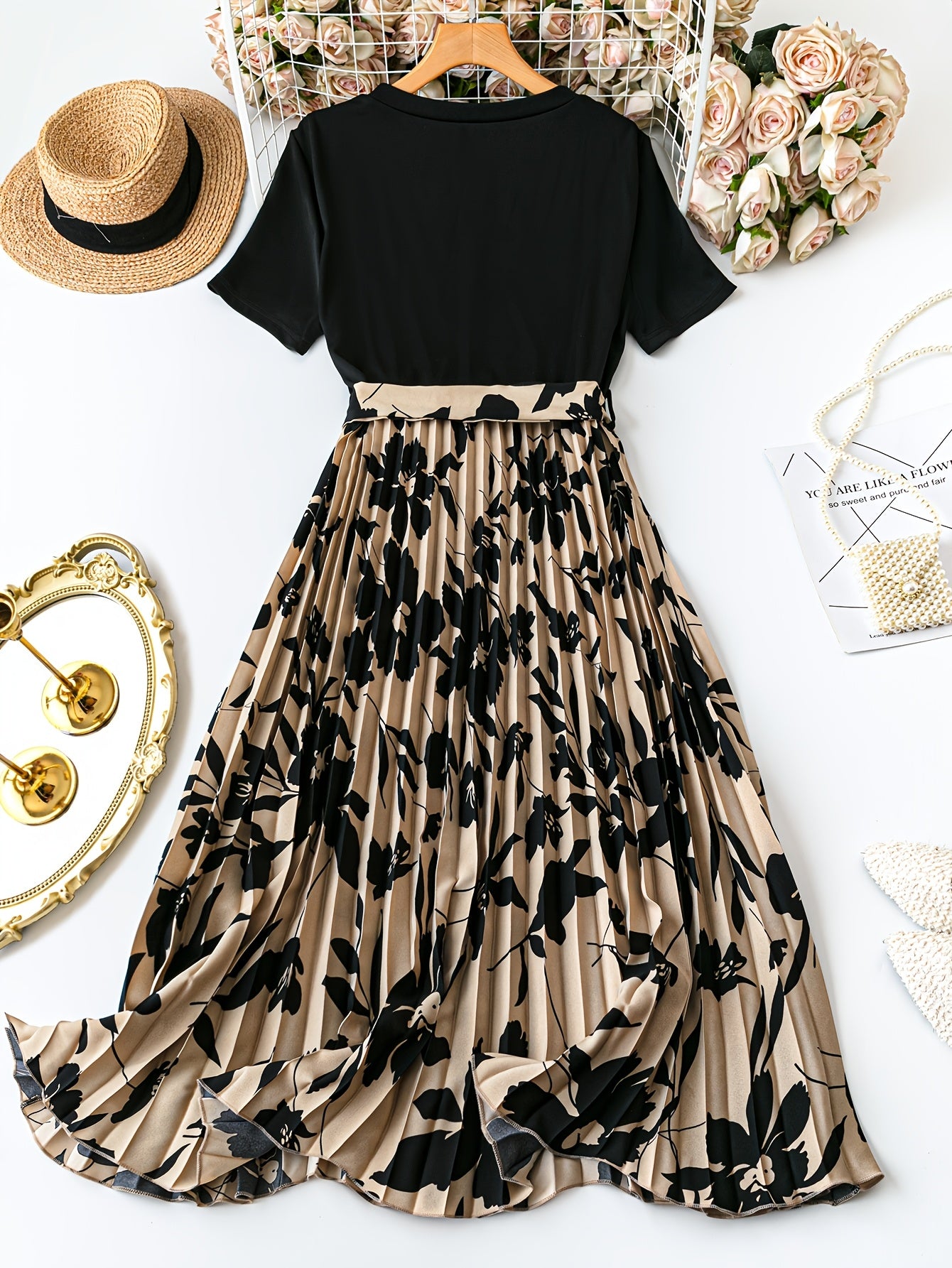 Plus Size Sleeveless Floral Print Dress with Ruffle Details for Spring Summer