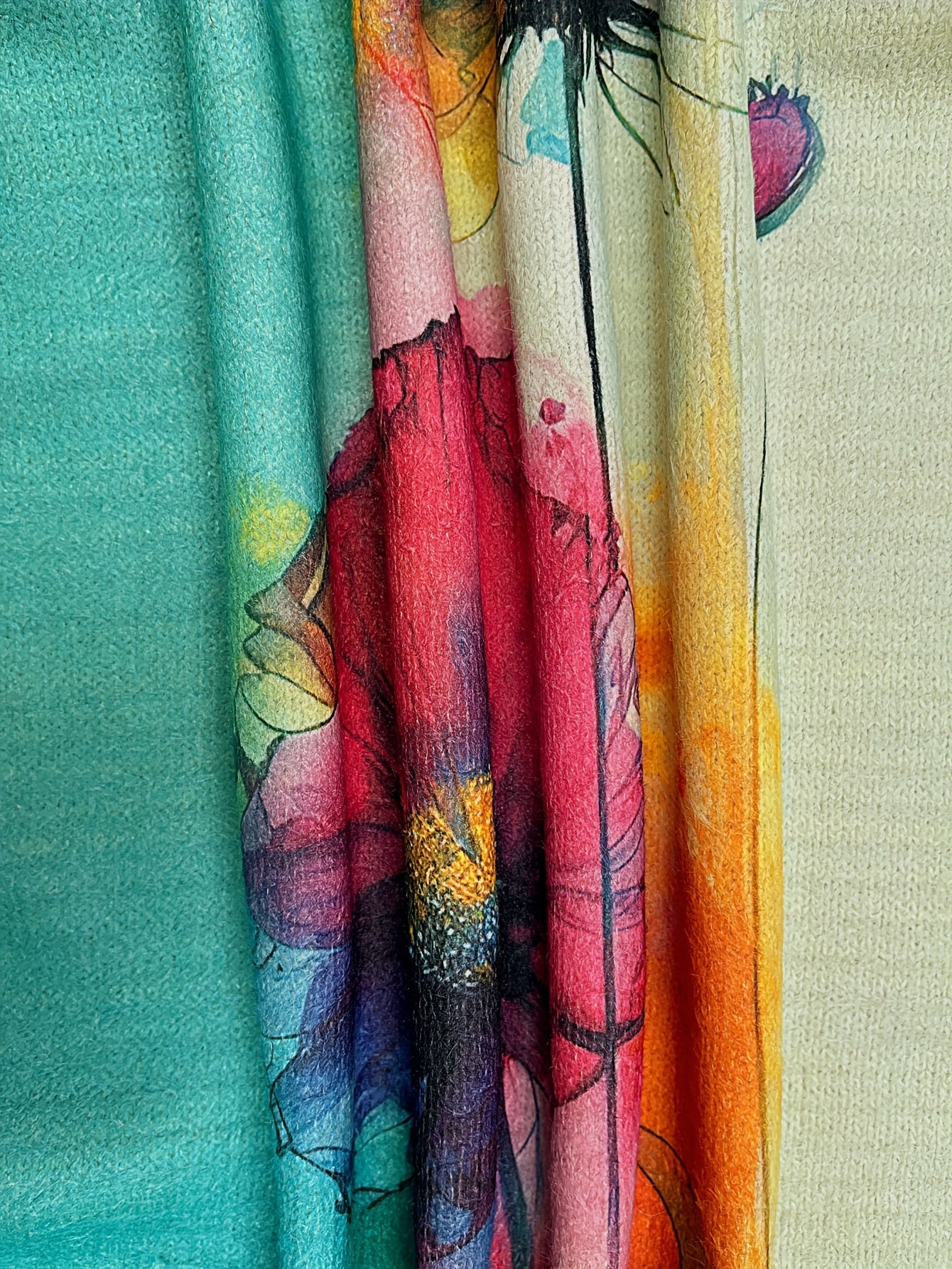 Plus Size Women's Oversized Sweater Polyester Spandex Floral Print Crew Neck Pullover