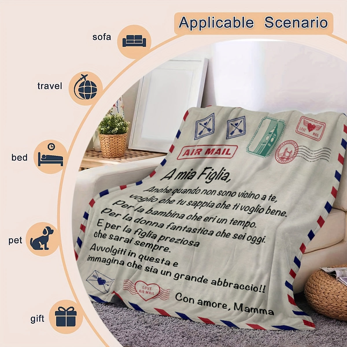 Digital Print Blanket for Daughter Soft Lightweight Lounge Throw