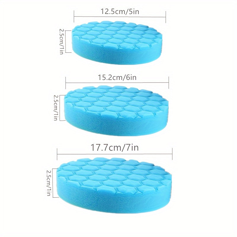 5pcs Car Boat Polishing Sponges Hexagonal Ripple Pattern Washable Buffing Sealing