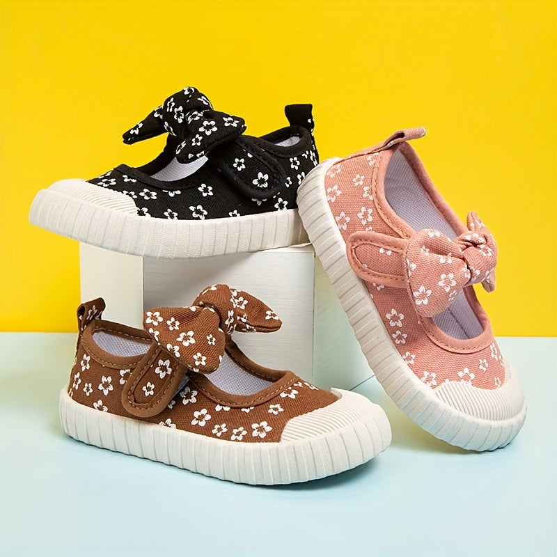 Girls' Color Block Sneakers with Bow Knot Lightweight Non-Slip Rubber Sole