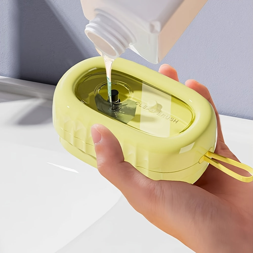 Rubber Laundry Soap Dispenser Roller with Manual Press Liquid Foam Brush for Delicate Fabrics