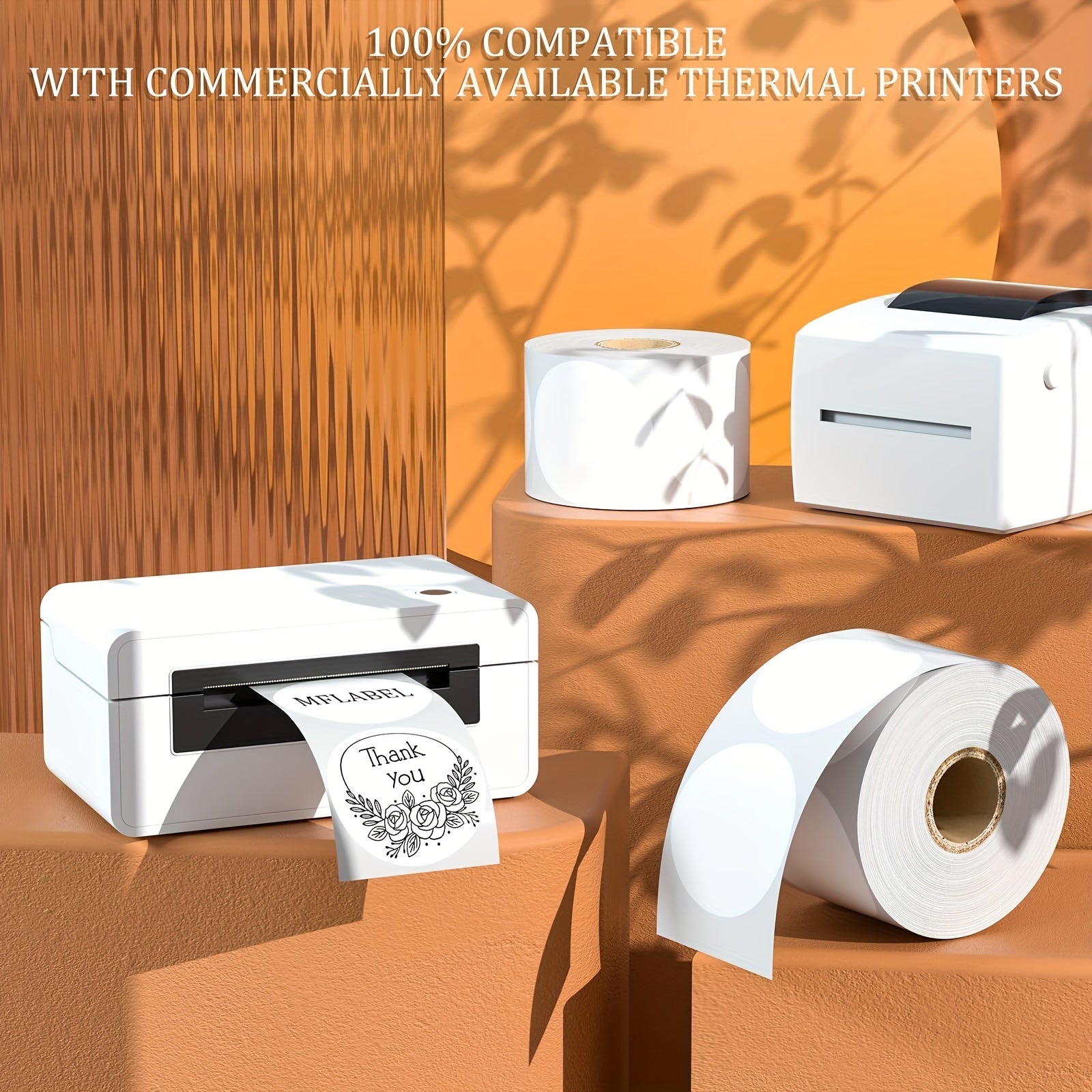 750 White Circular Thermal Labels 5.08cm Self-Adhesive for DIY Logos and Labeling