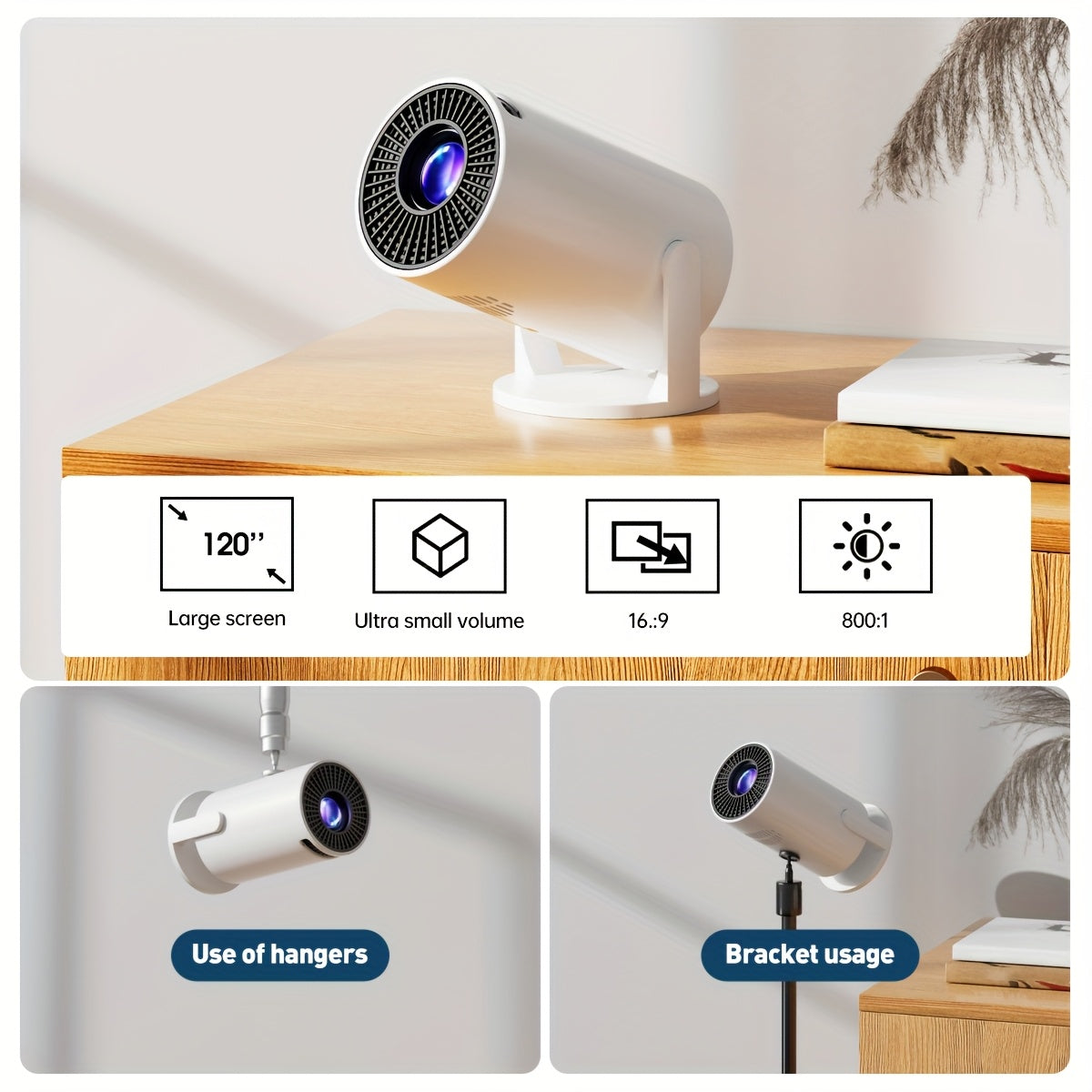 Mini Portable White Projector 1080P Support USB AV SD Laptop 3D Remote