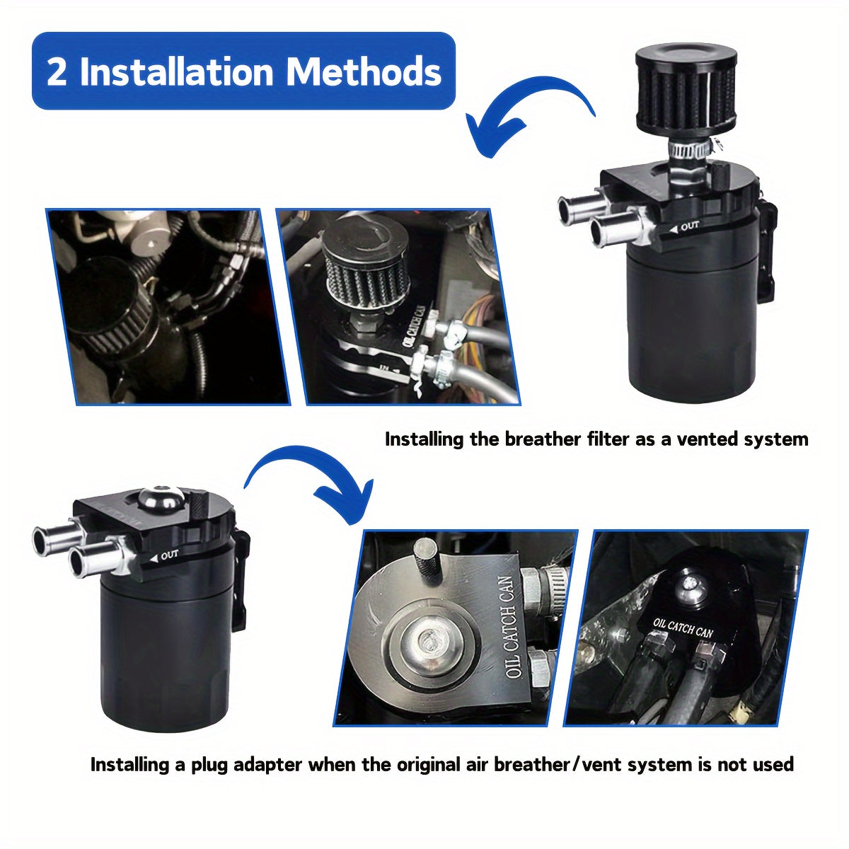 Universal 300ml Aluminum Oil Catch Can Kit for Cars SUVs Trucks