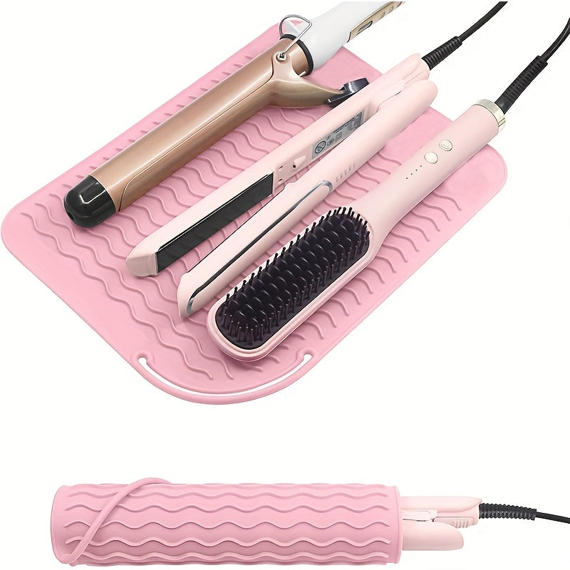 Tapete de viaje resistente al calor de silicona para herramientas de peinado 21x16 cm