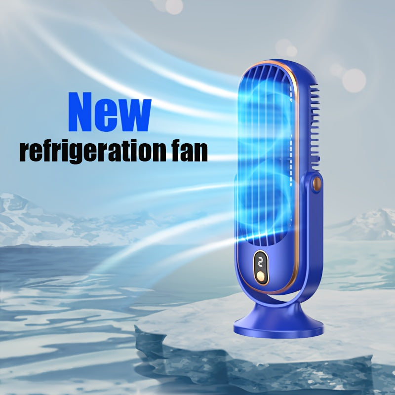 Portable Fan with 5 Speeds, 720° Oscillation, USB Rechargeable Battery