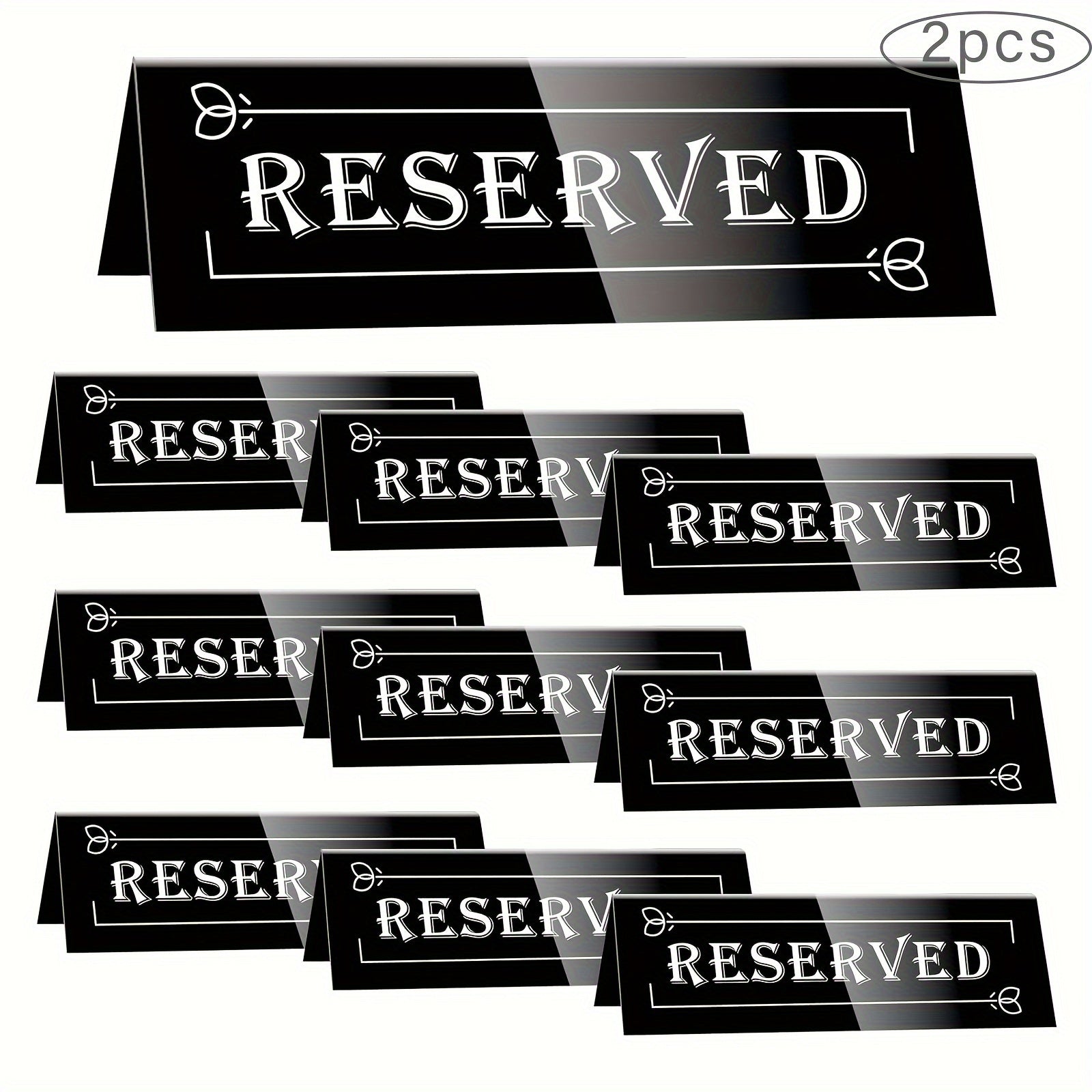 Set of 2 Acrylic Reserved Table Signs Waterproof Double-Sided Seating Tents for Weddings Parties Restaurants