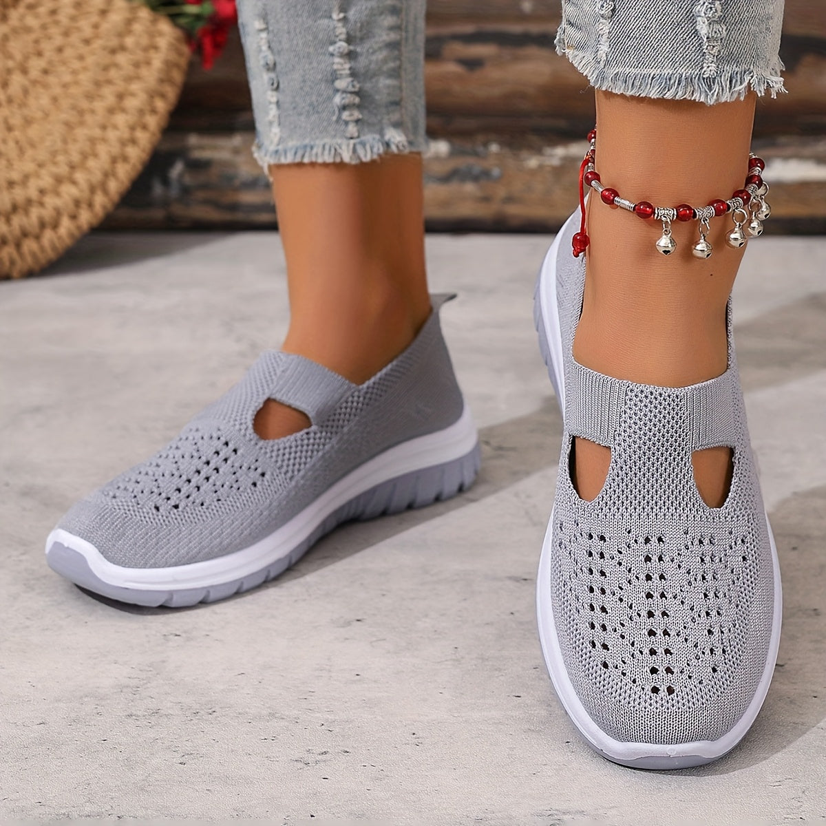Women’s Casual Slip-On Sneakers Breathable Fabric Summer Beach Shoes