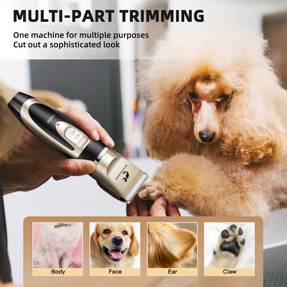 Rechargeable Pet Grooming Kit for Dogs and Cats Low Noise Clippers with Attachments LCD Display