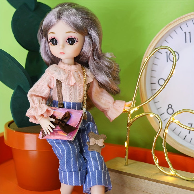 29.97cm Fashion Doll Set with Pink White Outfits for Girls Durable ABS Resin