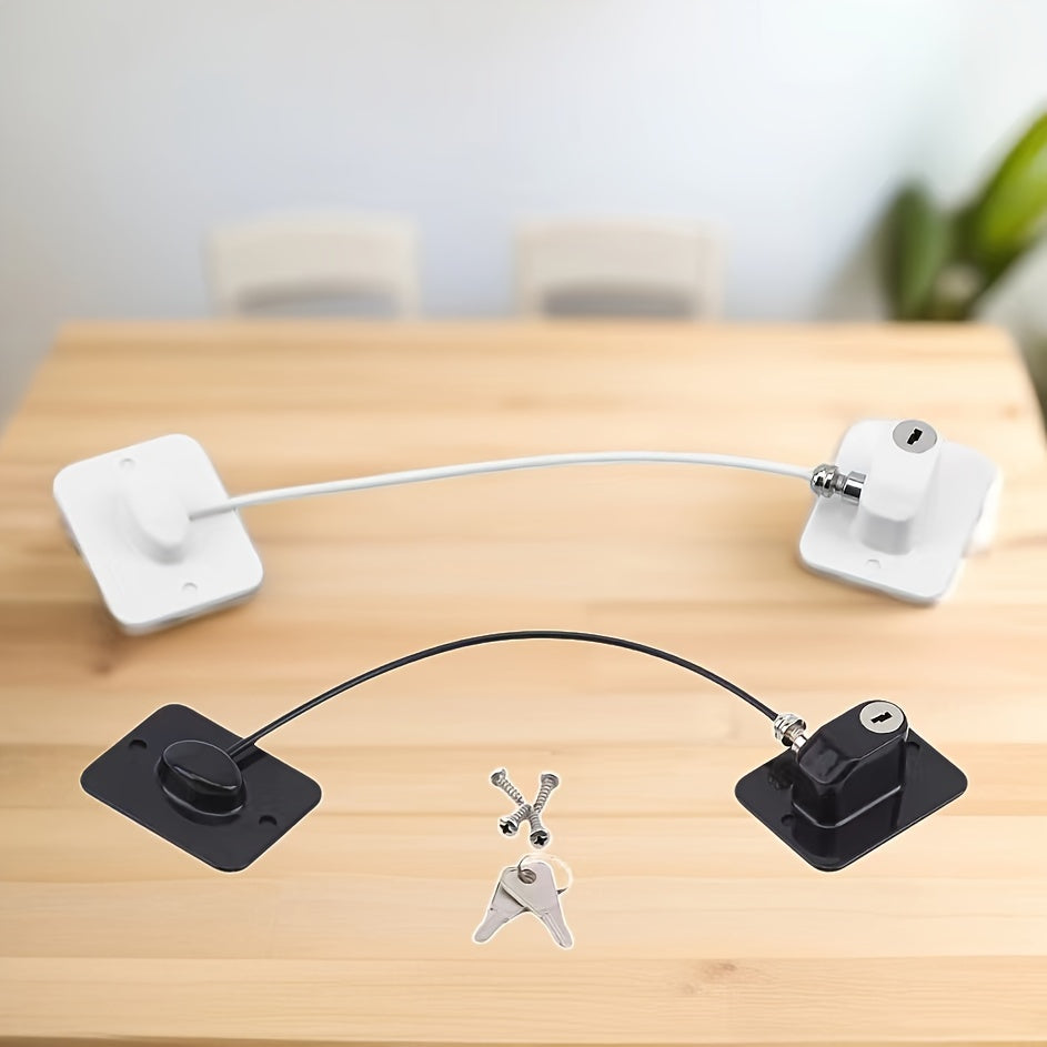 Cierre de seguridad para niños en la nevera, plástico no tóxico, blanco y negro, llave para despensa y congelador