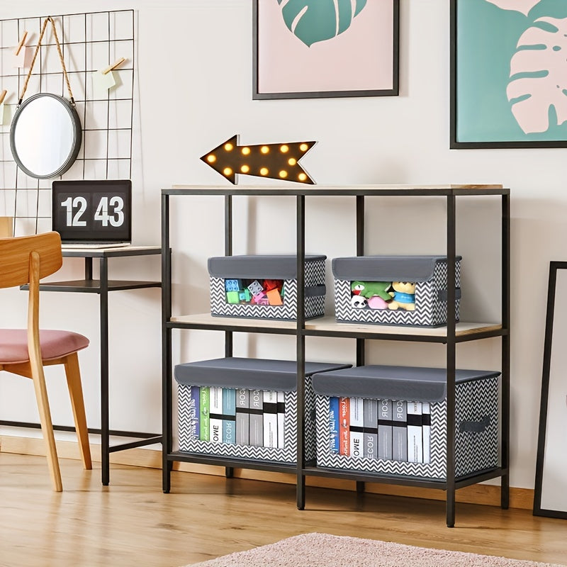 Juego de 4 cajas de almacenamiento plegables para armario con asas y tapas