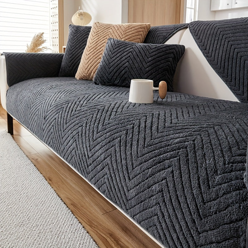 Zamonaviy plush divan qopqog'i, sirpanishga qarshi, itlarga mos, dog'larga chidamli polyester