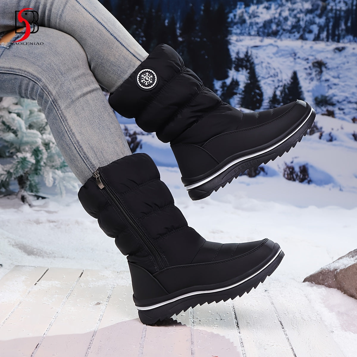 Women's Snow Boots Cold Weather Waterproof Mid-Calf Anti-Slip