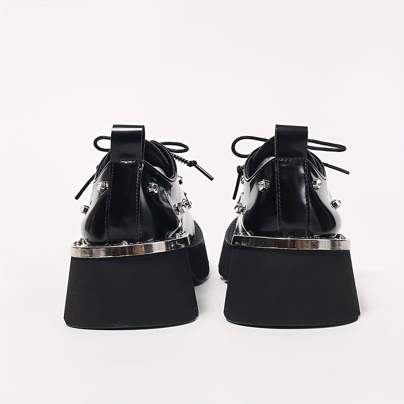 Women's Punk Platform Loafers Synthetic Cover Chunky Rubber Sole