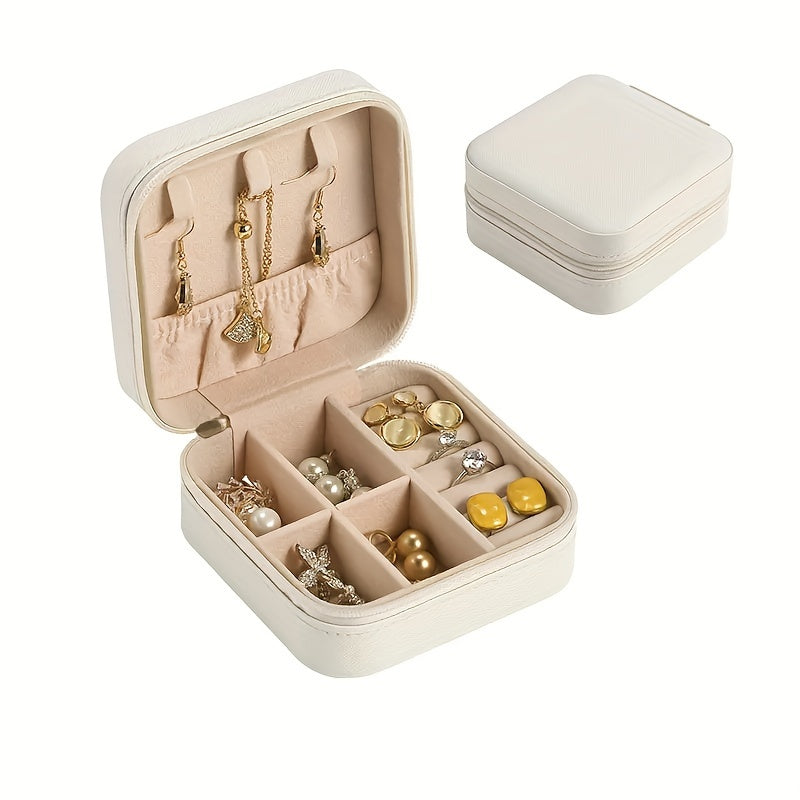 Caja de almacenamiento portátil para joyas para anillos, collares y pendientes, organizador de viaje
