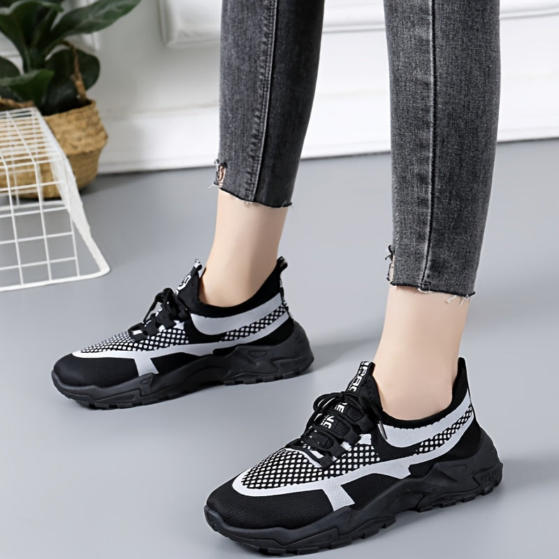 Women's Mesh Sneakers Casual Lace-Up Low Top Athletic Breathable Shoes