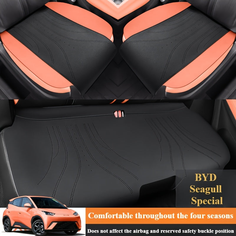 3Pc Synthetic Faux Leather Saddle Seat Cushions for Car All-Season Comfort