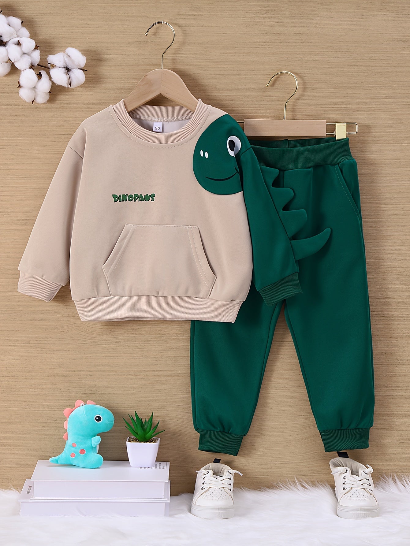 Kids Sweatshirt Set Long Sleeve Crew Neck Knit Fabric Fall Winter Breathable Warm Casual