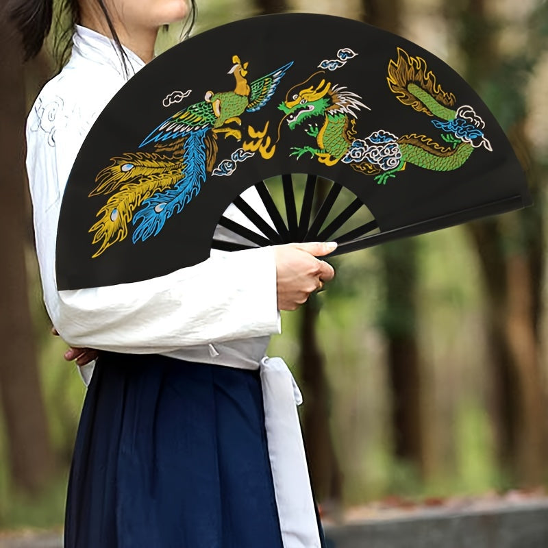 Traditional Chinese Tai Chi Martial Arts Fan with Dragon Design for Performance and Dance Unisex Accessory