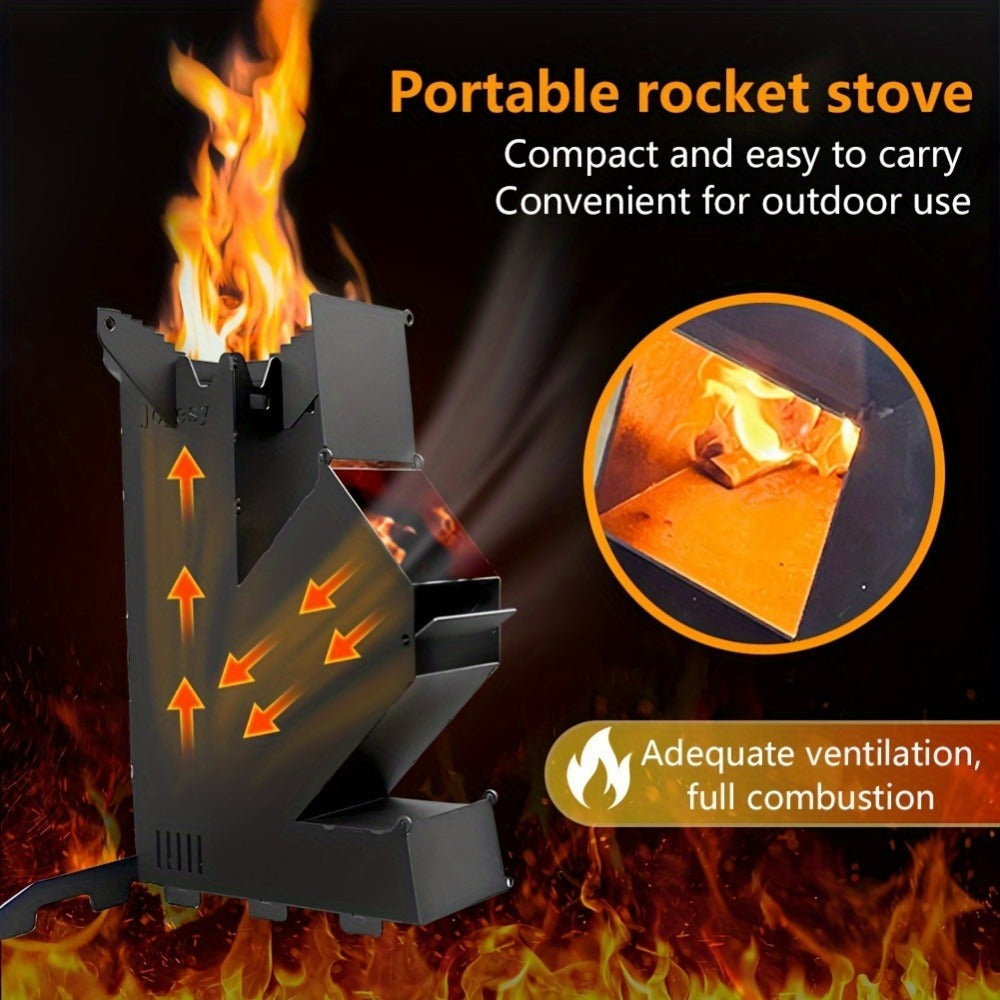 Portable Titanium Alloy Rocket Stove for Camping and BBQ with Storage Bag