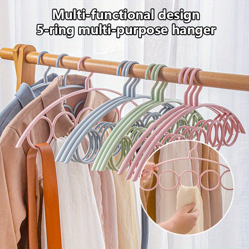 5-Ring Scarf Rack Wardrobe Organizer with Nordic Design and Plastic Hangers