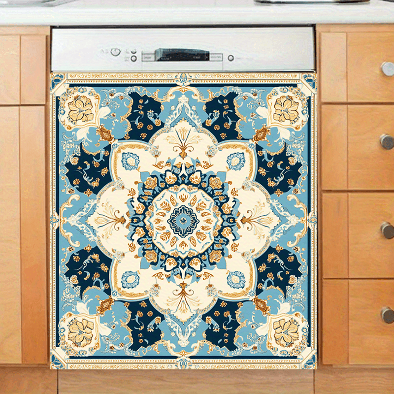 Turkiston Ko'k Vintage Qaynatgich Magnit Suv o'tkazmaydigan PVC Saroy uslubi 58.5x65 sm