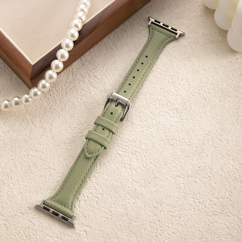 Faux Leather Smartwatch Band for Apple Watch Series 1-9 SE Ultra 38mm-49mm Adjustable