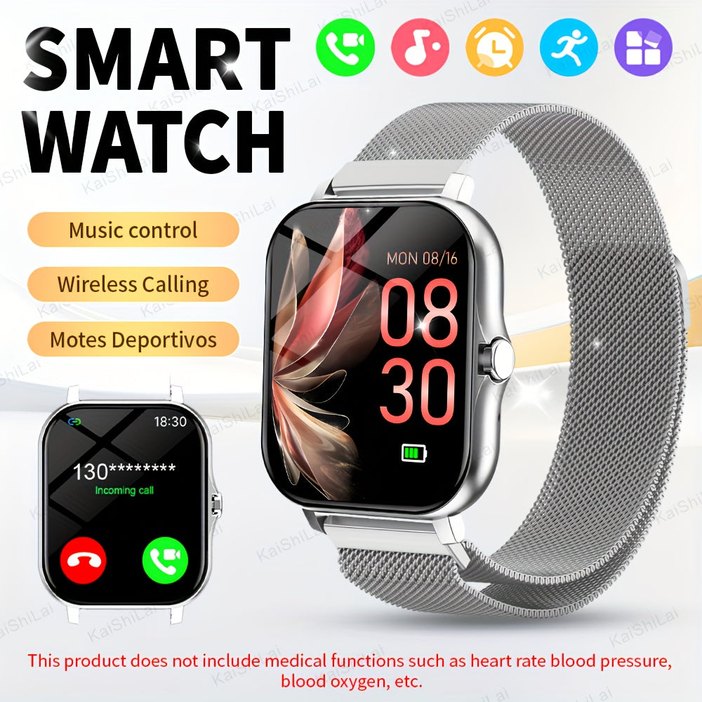 Smart Watch 4.65cm HD Touch Screen Fitness Tracker Call Text Music Weather Remote Camera Compatible with iPhone Android