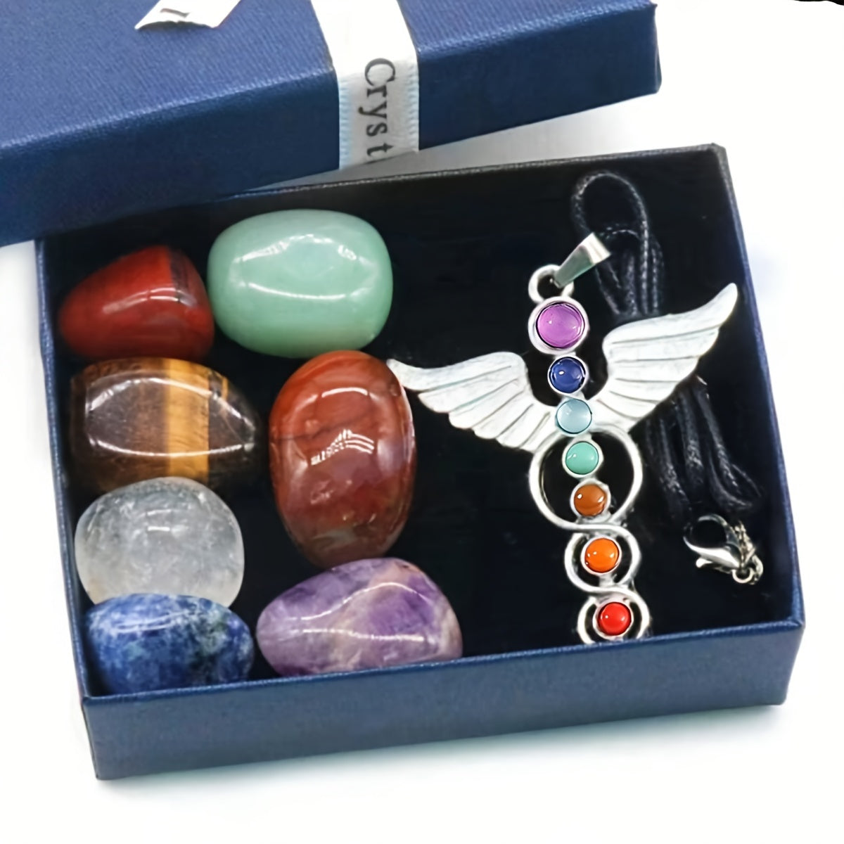 Juego de 7 colgantes de cristal de chakra con piedras preciosas de cuarzo natural para meditación y decoración del hogar