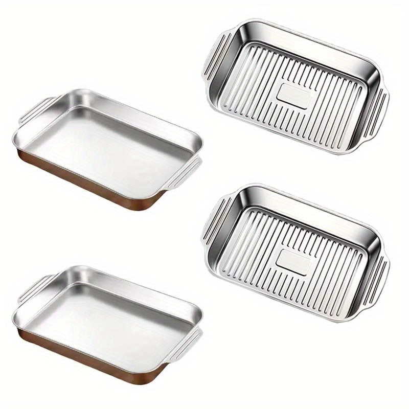 Oven va qovurish uchun qopqog'li 2/4 Katta hajmdagi yopishmaydigan zanglamaydigan po'latdan yasalgan pishirish panolari