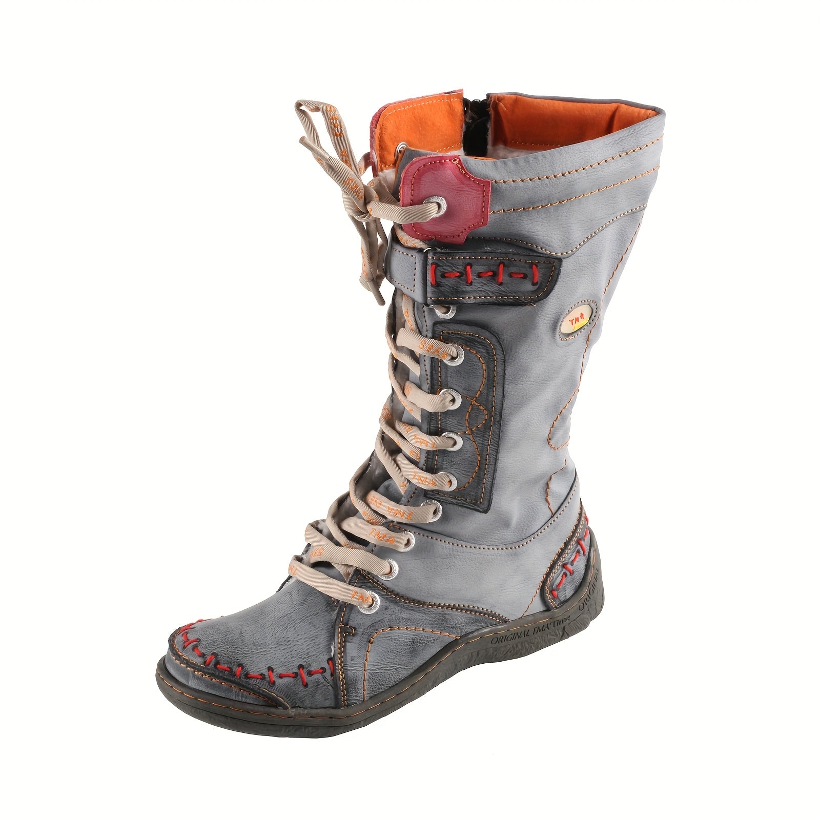 Women’s Fleece Winter Boots Hand-Stitched Color-Blocking Slip-Resistant Durable