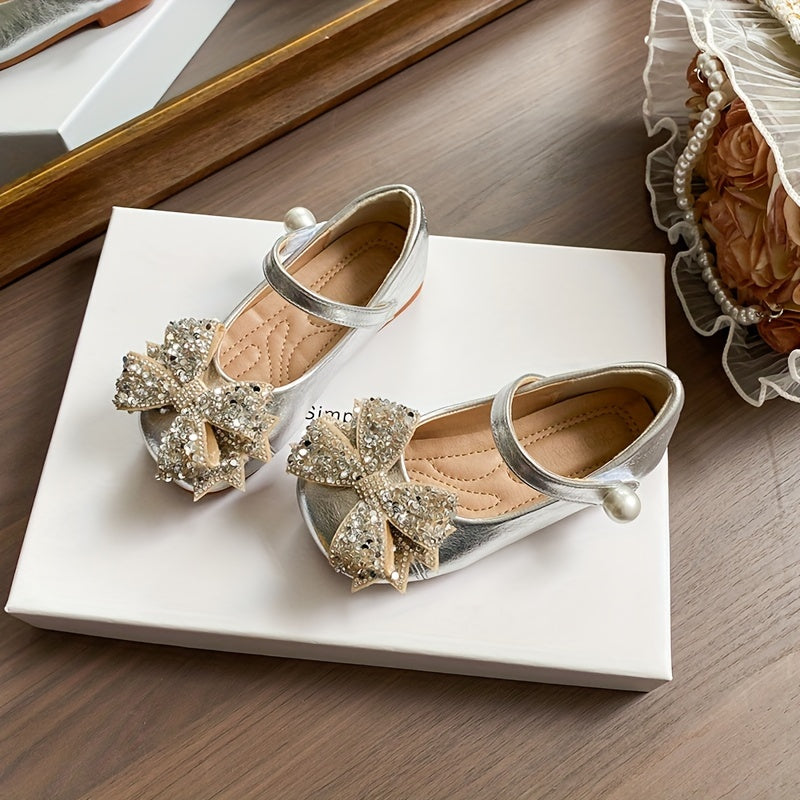 Zapatos planos para niñas estilo Mary Jane, de color sólido, suela de goma, punta cuadrada, 2024