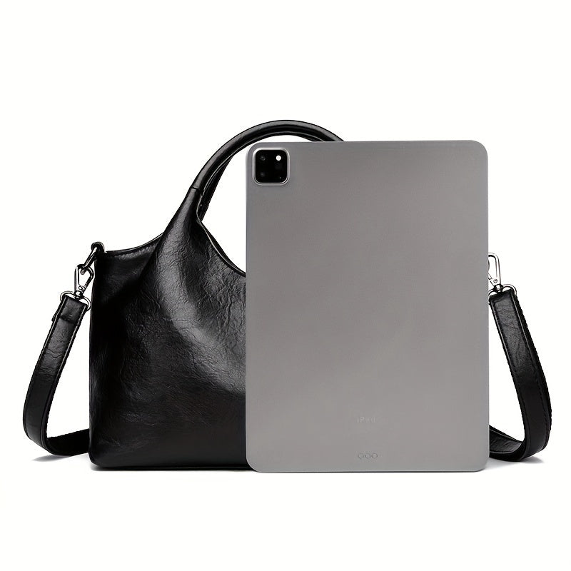 Women's PU Handbag with Detachable Strap Zip Closure Nylon Lining for Casual and Formal Use