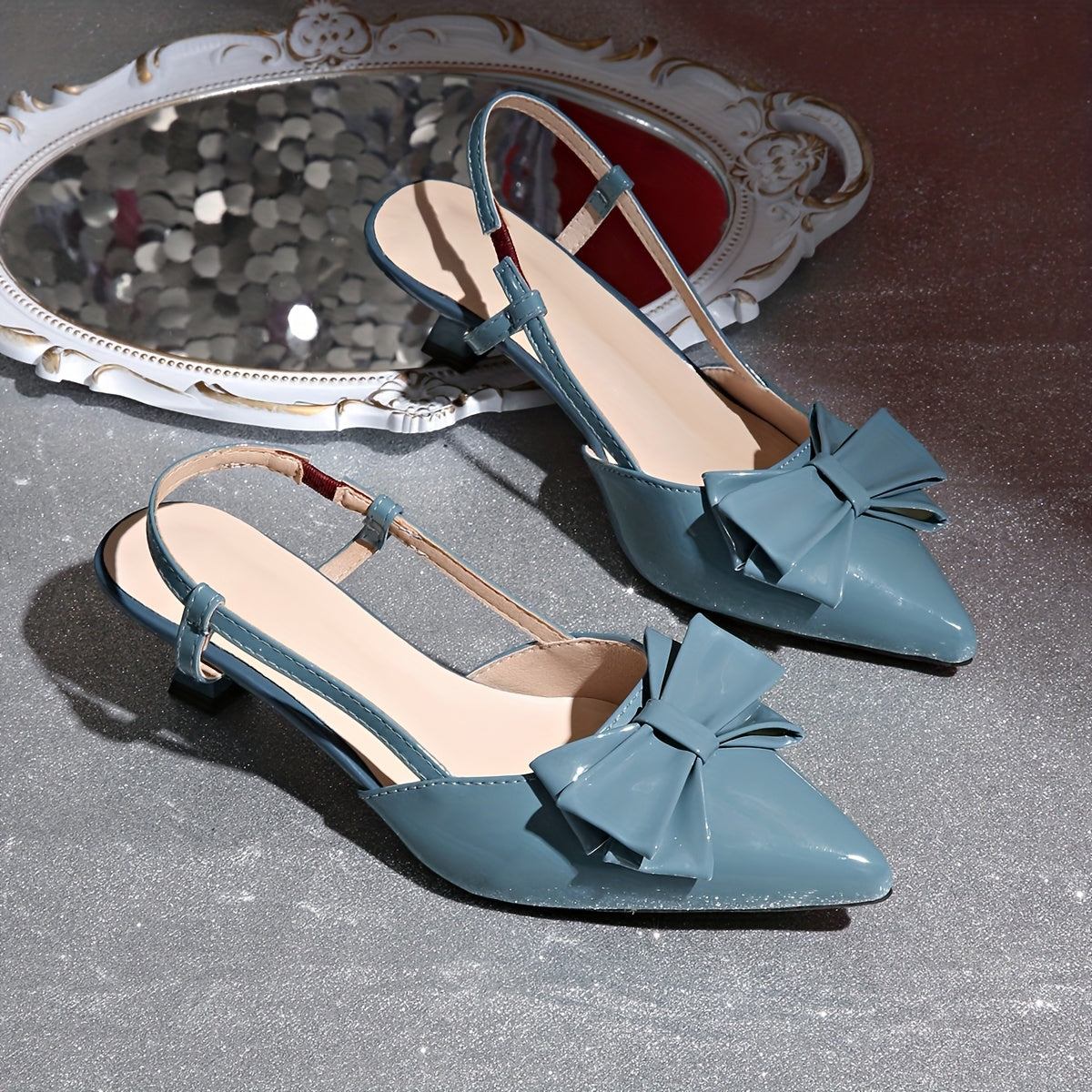 Women's Pointed Toe Mary Jane Shoes Synthetic Upper Bow Ankle Strap Summer