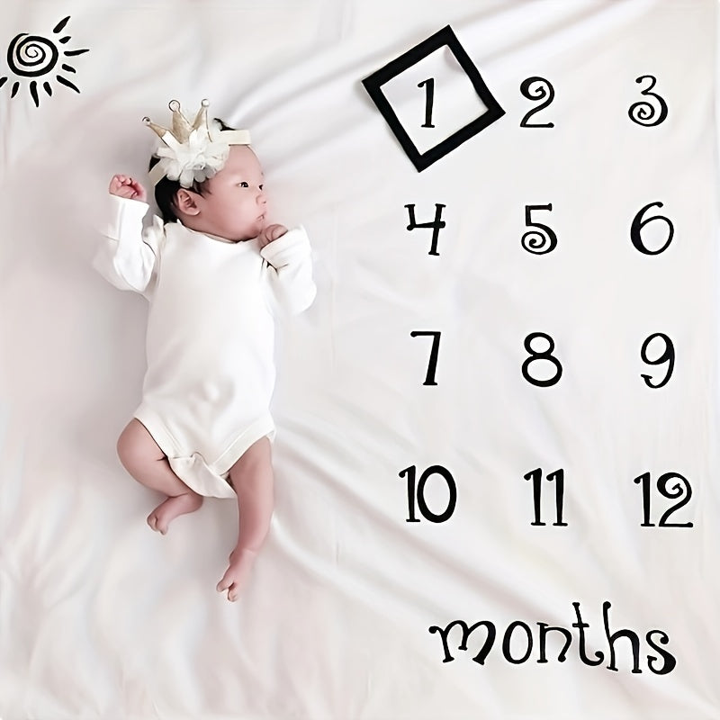 Children's Milestone Blanket for Boys and Girls Monthly Growth Memory Keepsake Soft Polyester Photo Prop
