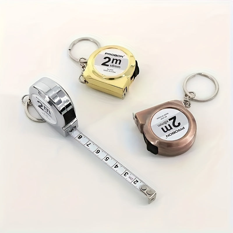 Steel Keychain Tape Measure 2 Meters Compact Portable Car Accessory