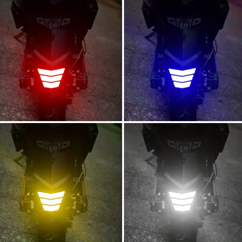3pcs Reflective Motorcycle Stickers Warning Ladder Arrow Tail Wing Bumper Tape