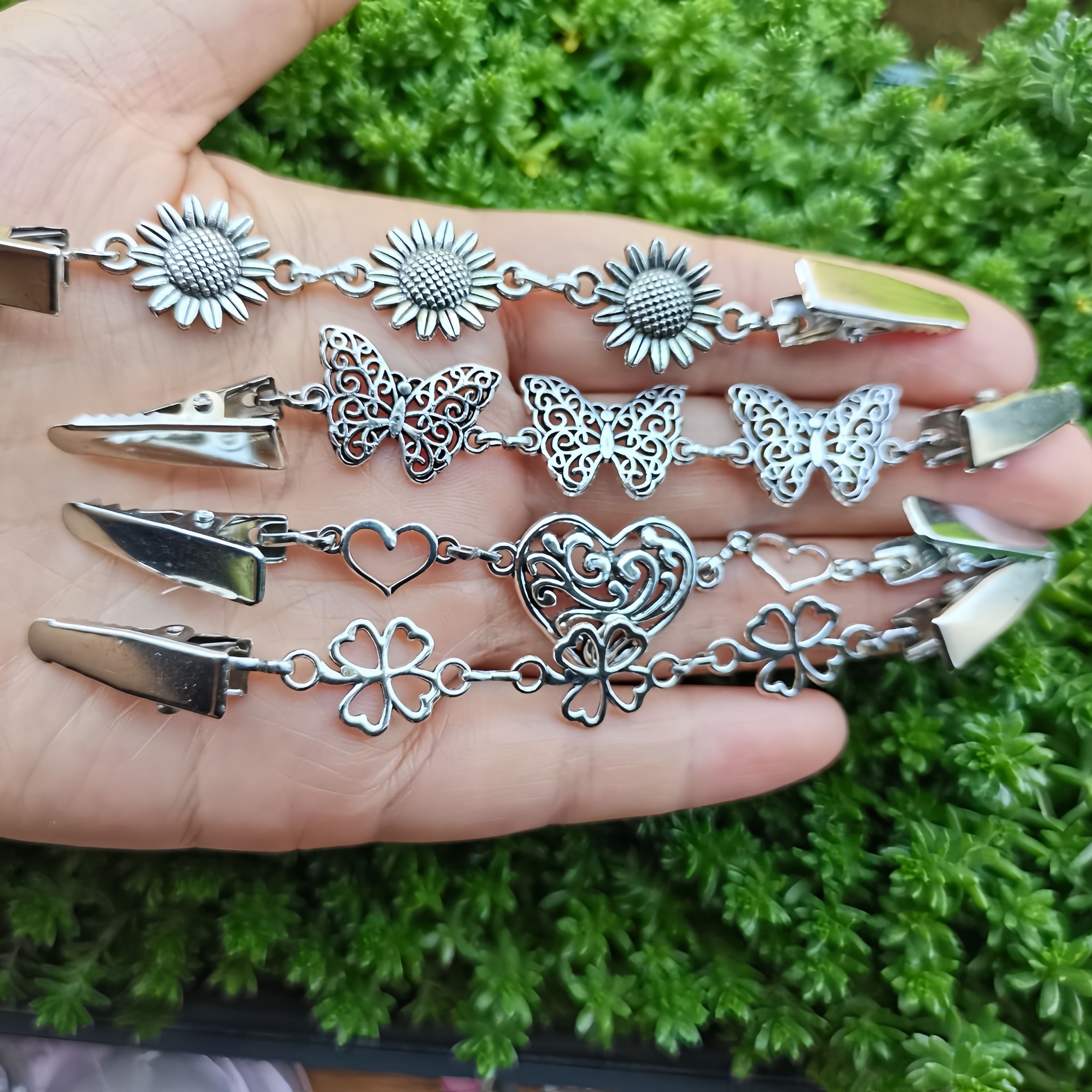 4 ta zamonaviy shal bukle to'plami, vintage ipak sharf kliplari, sviter klipi aksessuarlar