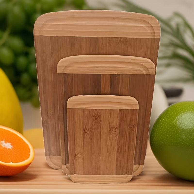 Bamboo Chopping Block Set 3-Piece Kitchen Prep Boards for Cooking and Entertaining