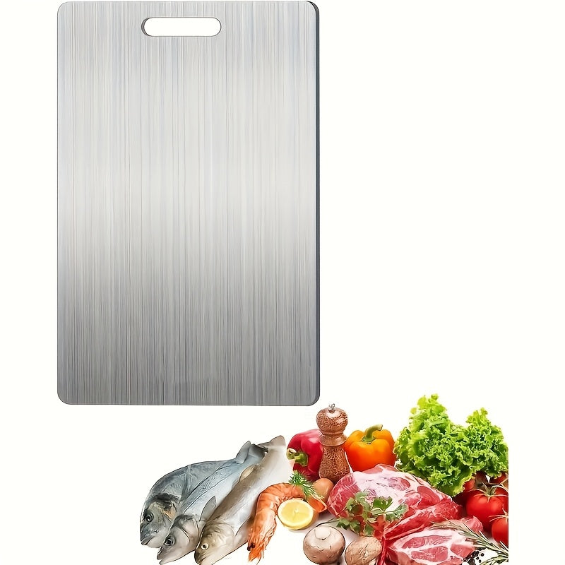 Stainless Steel Double-Sided Cutting Board for Food Prep and Dough Kneading