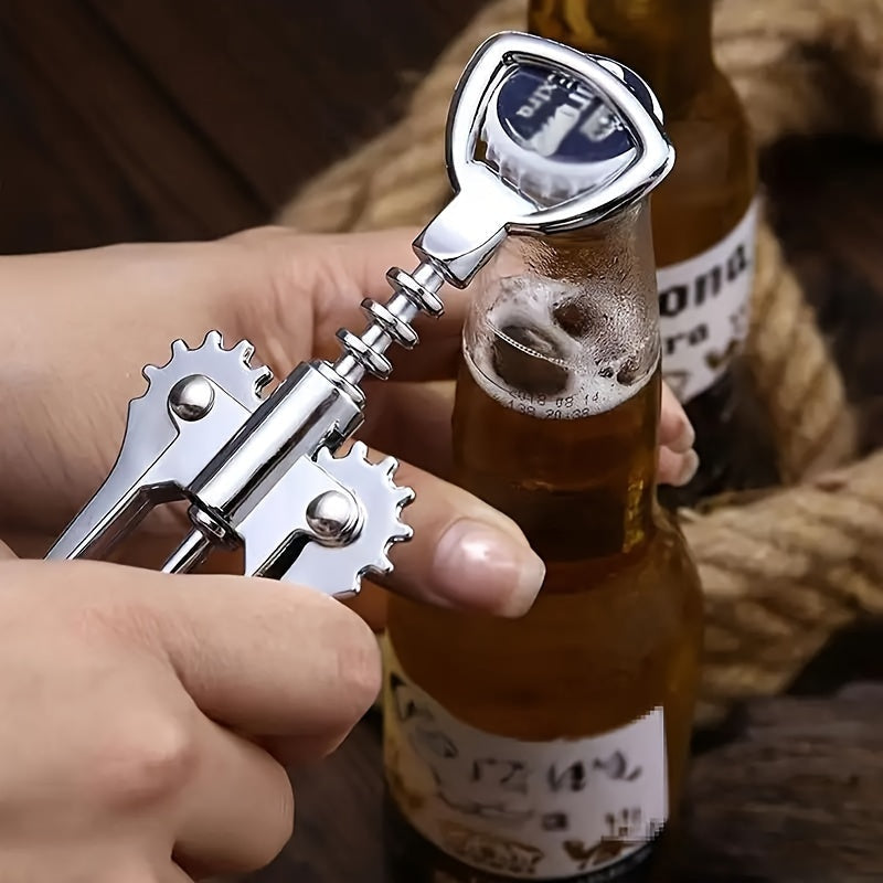 Silver Red Wine Bottle Opener Zinc Alloy Corkscrew Kitchen Gadget