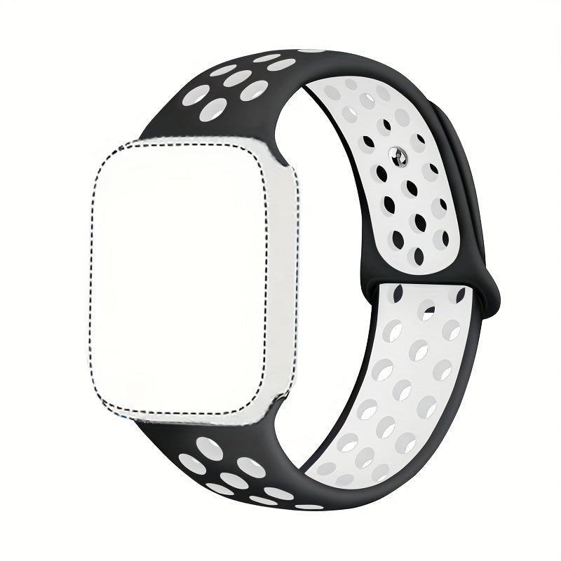 Silicone Watch Band for Apple Watch Ultra SE Series 1-10 Breathable Sport Strap with Deployant Clasp