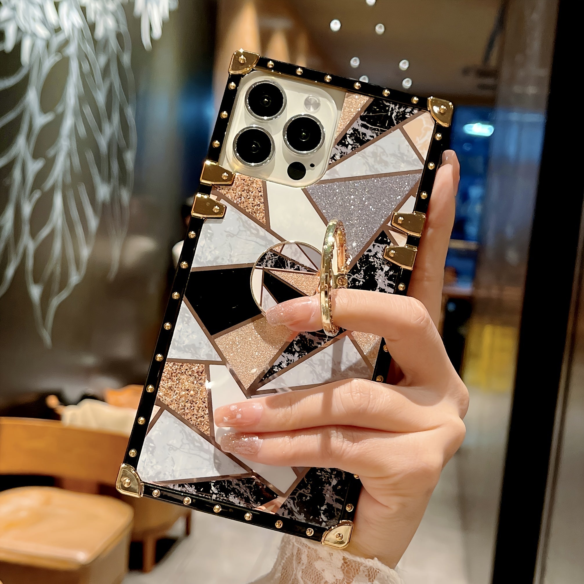 iPhone Case TPU Reinforced Corners Ring Holder Stand Compatible with 11-15 Models