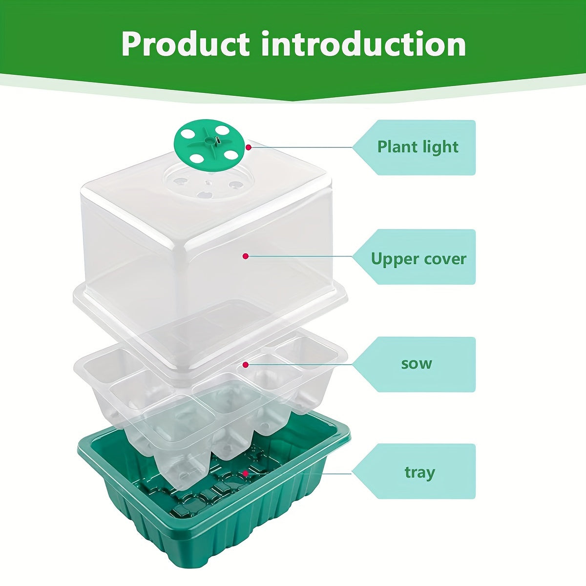 Seed Germination Kit with Growth Tray and LED Grow Light for Indoor Gardening
